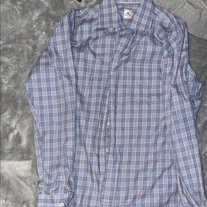 Peter Millar Blue and White Plaid Shirt